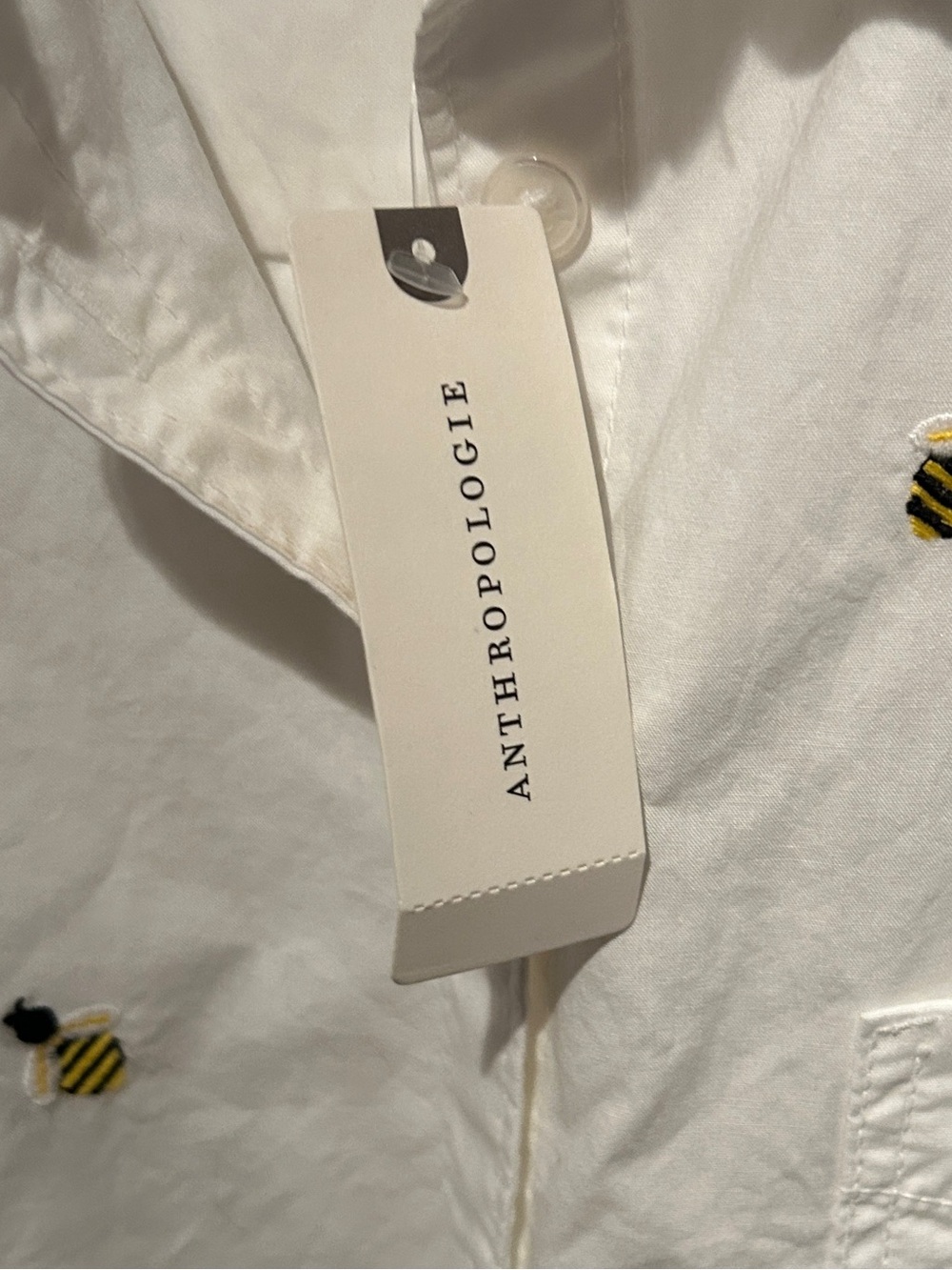 Maeve White Button-Down Shirt with Bee Embroidery - Picture 7 of 9